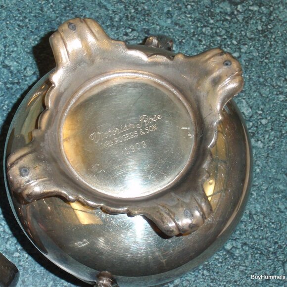 WM Rogers And Son Silver Plated Creamer and Sugar Bowl Victorian Rose 1903 1904 - Picture 6 of 7